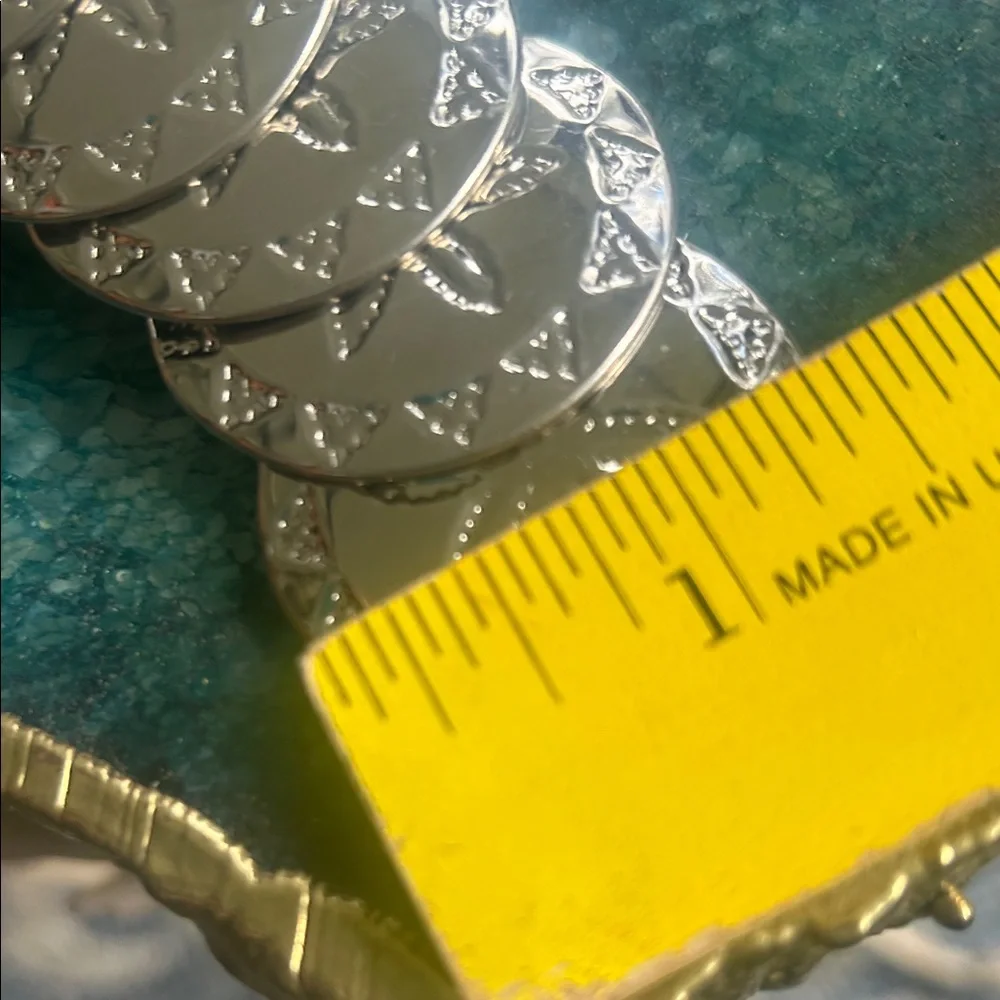 Vintage Silver Metal Sand Dollar Medallion Stretch Belt